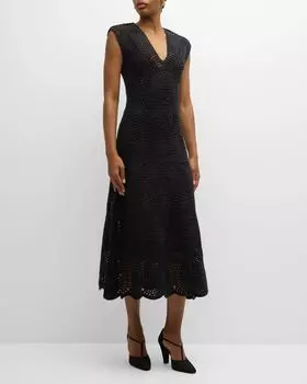 Платье Waldman из шерстяного кашемира крючком Gabriela Hearst, цвет Black