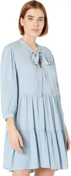 Платье WAYF Logan Tie Neck Tiered Mini Dress, цвет Dusty Blue