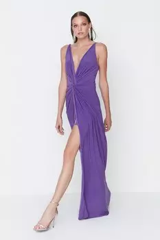 Платье вечернее Trendyol с драпировкой и деталью, пурпурный