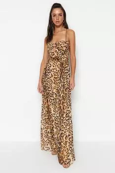 Платье вечернее Trendyol с вырезами, коричневый