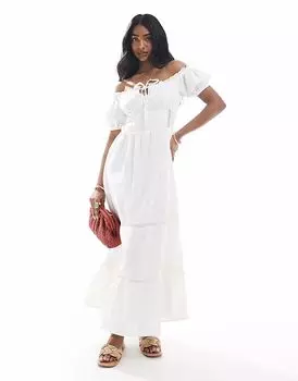 Платье Wednesday's Girl с отделкой крючком в стиле миди с бардо белого цвета