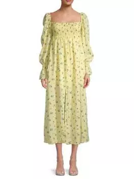 Платье Weworewhat в стиле ампир с цветочным принтом, желтый