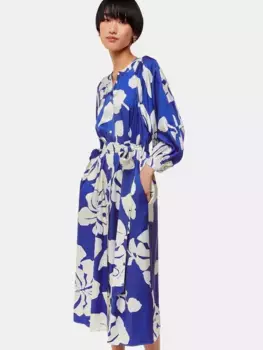 Платье Whistles Mabel Hawaiian Print Satin Midi Shirt, цвет blue/multi