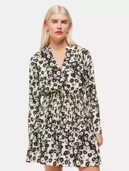 Платье Whistles Petite Riley Floral Print Shirred Mini, цвет black/cream