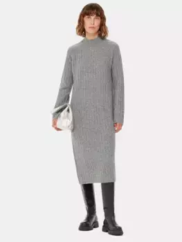 Платье Whistles Ribbed Knitted Midi, серый