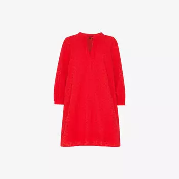 Платье Whistles с V-образным вырезом и вышивкой, красный