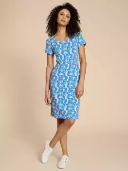 Платье White Stuff Tallie Abstract Print Jersey, цвет blue/multi
