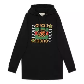 Платье (WMNS) Gucci Logo Star Printed Hooded Dresses'Black' 610144-XJB8V-1082, черный