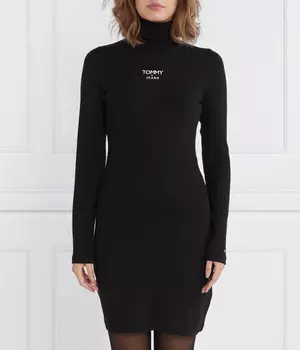 Платье водолазка Tommy Jeans Tjw облегающего кроя с логотипом бренда, черный
