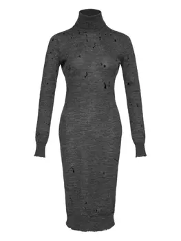 Платье-водолазка в рубчик MM6 Maison Margiela, серый