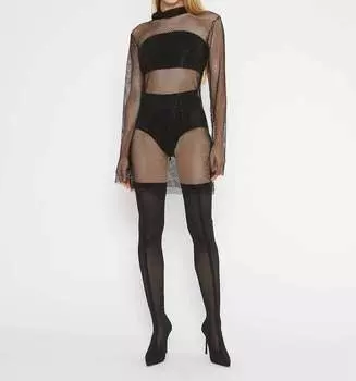 Платье-водолазка в сеточку черного цвета RIPLEY RADER