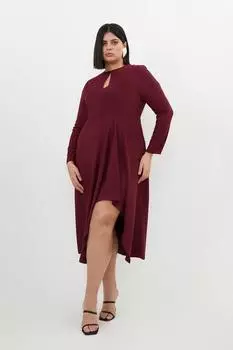 Платье-водопад больших размеров с асимметричной драпировкой премиум-класса из крепа Karen Millen, красный