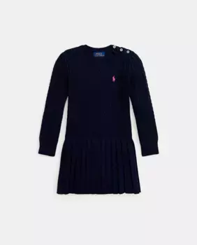 Платье вязанной вязки темно-синего цвета для девочки Polo Ralph Lauren, темно-синий