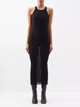 Платье вязки racerback в рубчик Rick Owens, черный