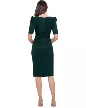Платье XSCAPE 3/4 Sleeve Short Scuba Dress with Side Ruching, цвет Hunter