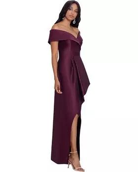 Платье XSCAPE Acadia High-Low Off-the-Shoulder Ballgown, бордовый