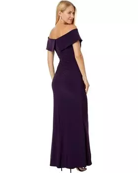 Платье XSCAPE Long Ity Off-the-Shoulder Side Ruched, цвет Plum