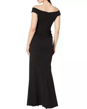 Платье XSCAPE Long Off-the-Shoulder Scuba Crepe U-Front Dress, черный