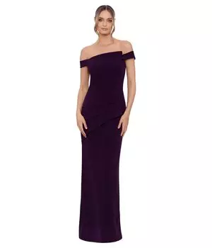 Платье XSCAPE, Long Pleated Scuba Off-the-Shoulder Dress
