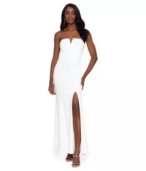 Платье XSCAPE, Long Scuba Crepe V-Neck