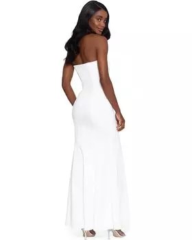 Платье XSCAPE Long Scuba Crepe V-Neck, слоновая кость
