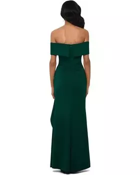 Платье XSCAPE Long Scuba Off-the-Shoulder Dress, цвет Hunter