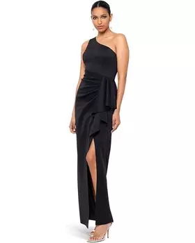 Платье XSCAPE Long Scuba One Shoulder Ruffle, черный