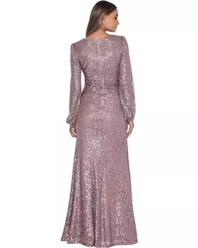 Платье XSCAPE Long Sequin Dress with Side Ruching, цвет Nude/Blush
