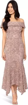 Платье XSCAPE Mid Off-the-Shoulder Soutache, цвет Taupe