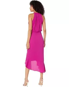 Платье XSCAPE Midi Crepe Ruffle Blouson, цвет Orchid