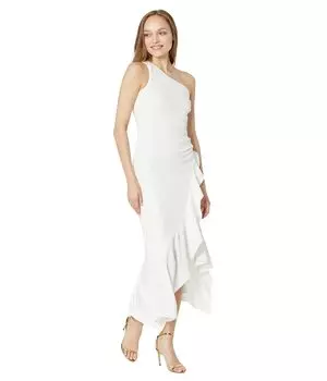 Платье XSCAPE, Midi One Shoulder Scuba Crepe Ruffle