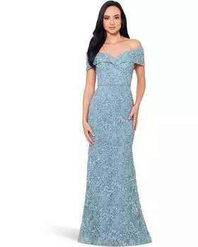Платье XSCAPE Off The Shoulder Long Lace, цвет Sage