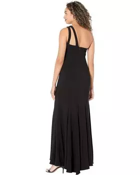 Платье XSCAPE One-Shoulder Cutout Ity with Front Slit, черный