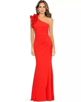 Платье XSCAPE One Shoulder Ruffle Scuba Crepe, красный