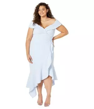 Платье XSCAPE, Plus Size Midi York Crepe Hank Hem Off-the-Shoulder
