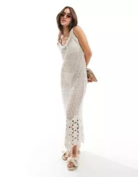 Платье Y.A.S Crochet Maxi, кремовый