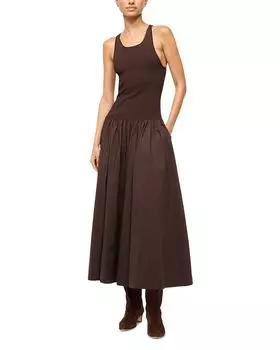 Платье Yamila в технике mixed media STAUD, коричневый