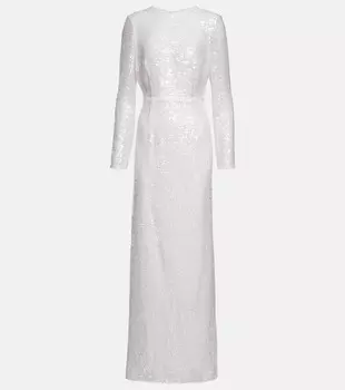 Платье Yoanna с пайетками ERDEM, белый