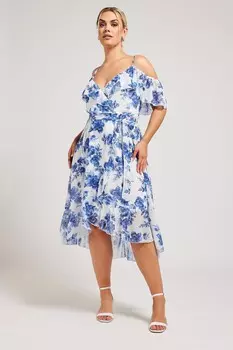 Платье Your Curve с цветочным принтом и оборками по подолу Yours, белый