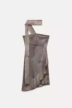 Платье Zara Animal Print Tulle Slip, леопардовый принт