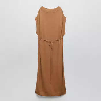 Платье Zara Belted Knit, коричневый