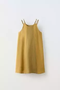 Платье Zara Colour Block Linen, горчичный