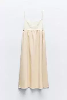 Платье Zara Contrast Crochet, экрю