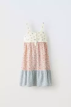 Платье Zara Contrast Floral, разноцветный