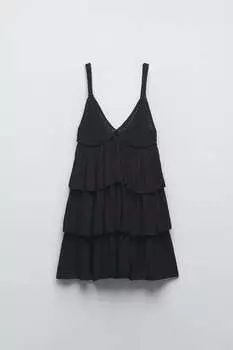 Платье Zara Contrast Knit, черный
