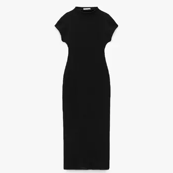 Платье Zara Cotton Midi, черный