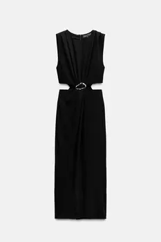 Платье Zara Cut-out With Buckle, черный