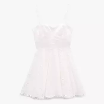 Платье Zara Cutwork Embroidery, белый