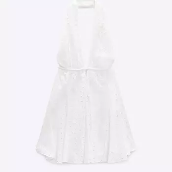 Платье Zara Cutwork Embroidery, белый