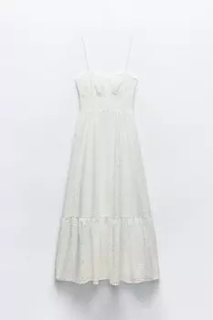 Платье Zara Cutwork Embroidery, белый